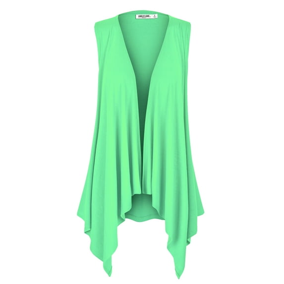 Made by Johnny Women's Lightweight Sleeveless Draped Open Cardigan S MINT