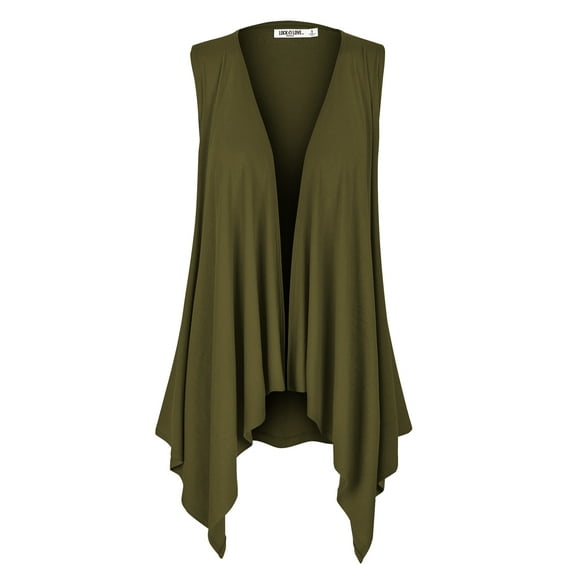 Made by Johnny Women's Lightweight Sleeveless Draped Open Cardigan XXL OLIVE