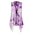 thumbnail image 1 of Made by Johnny Women's Lightweight Sleeveless Tie Dye Open Front Drape Cardigan M WHITE_PURPLE, 1 of 6