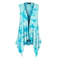thumbnail image 1 of Made by Johnny Women's Lightweight Sleeveless Tie Dye Open Front Drape Cardigan XL AQUA, 1 of 6