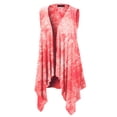 thumbnail image 1 of Made by Johnny Women's Lightweight Sleeveless Tie Dye Open Front Drape Cardigan XXXL CORAL, 1 of 6