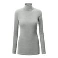 thumbnail image 1 of Made by Johnny Women's Long Sleeve Rib Turtleneck Top Pullover Sweater L HEATHER_GREY, 1 of 6