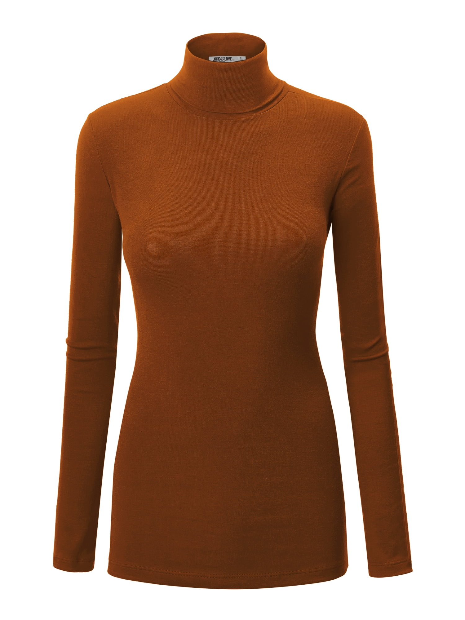 Made by Johnny Women's Long Sleeve Rib Turtleneck Top Pullover
