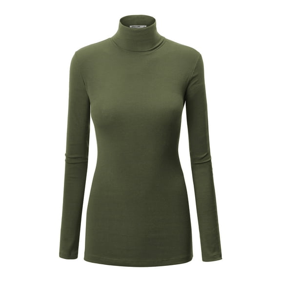 Made by Johnny Women's Long Sleeve Rib Turtleneck Top Pullover Sweater XXXL OLIVE