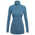 thumbnail image 1 of Made by Johnny Women's Long Sleeve Ribbed Turtleneck Pullover Sweater L DENIM, 1 of 4