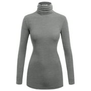 Made by Johnny Women's Long Sleeve Ribbed Turtleneck Pullover Sweater M HEATHER_DARK_GREY