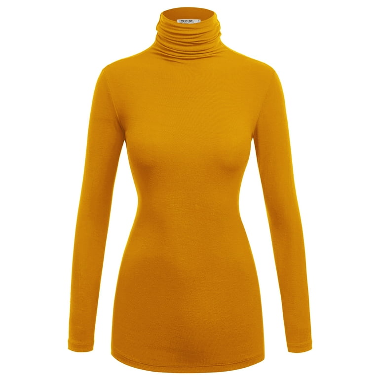 Made by Johnny Women's Long Sleeve Ribbed Turtleneck
