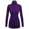 thumbnail image 1 of Made by Johnny Women's Long Sleeve Ribbed Turtleneck Pullover Sweater M PURPLE, 1 of 6
