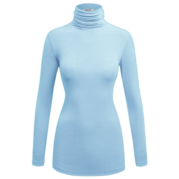Made by Johnny Women's Long Sleeve Ribbed Turtleneck Pullover Sweater XXL AQUA