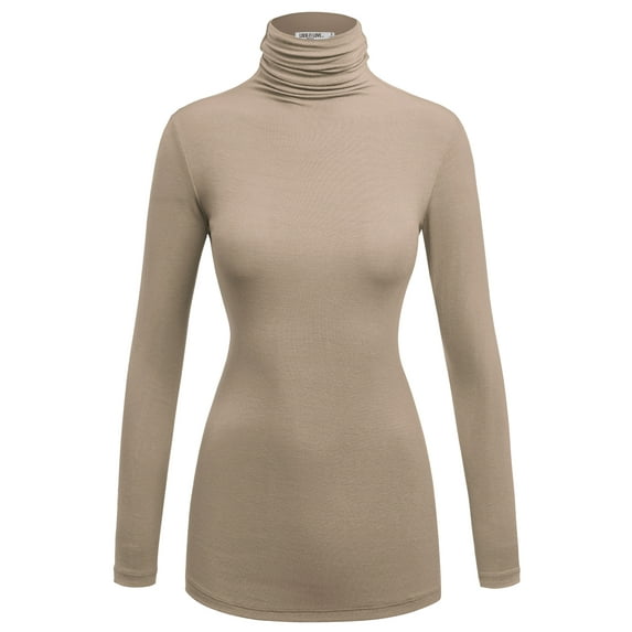 Made by Johnny Women's Long Sleeve Ribbed Turtleneck Pullover Sweater XXL TAUPE