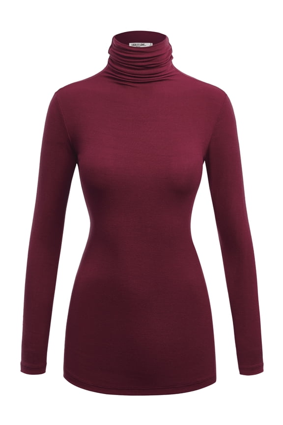 Women's Long Sleeve Ribbed Turtleneck Pullover Sweater XXL WINE