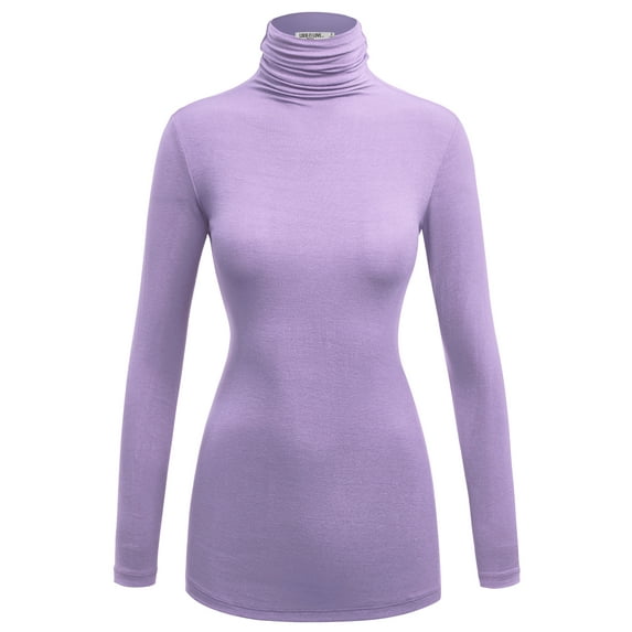 Made by Johnny Women's Long Sleeve Ribbed Turtleneck Pullover Sweater XXXL LILAC