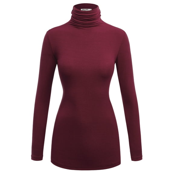 Made by Johnny Women's Long Sleeve Ribbed Turtleneck Pullover Sweater XXXL WINE