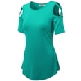 thumbnail image 1 of Made by Johnny Women's Loose Short Sleeve Strappy Cold Shoulder Top XXL JADE, 1 of 6