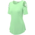 thumbnail image 1 of Made by Johnny Women's Loose Short Sleeve Strappy Cold Shoulder Top XXL MINT, 1 of 6