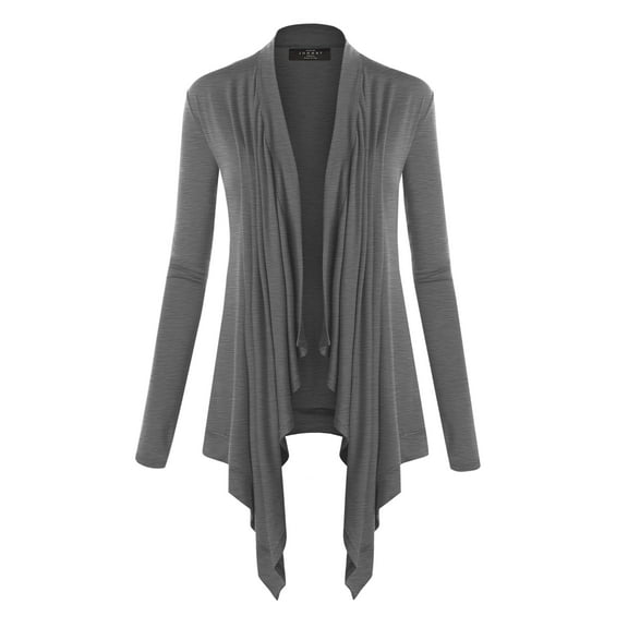 Made by Johnny Women's Off-Duty Open Front Cardigan L HEATHER_DARK_GREY
