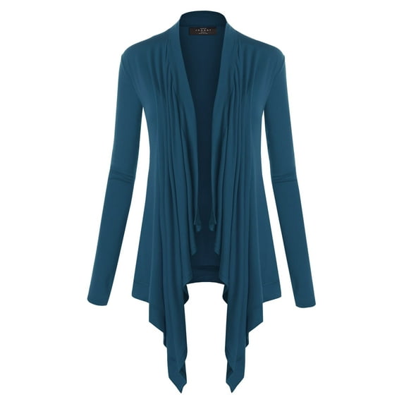 Made by Johnny Women's Off-Duty Open Front Cardigan L TEAL