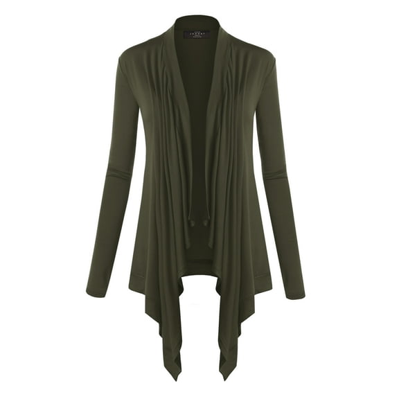 Made by Johnny Women's Off-Duty Open Front Cardigan M OLIVE