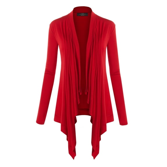 Made by Johnny Women's Off-Duty Open Front Cardigan M RED