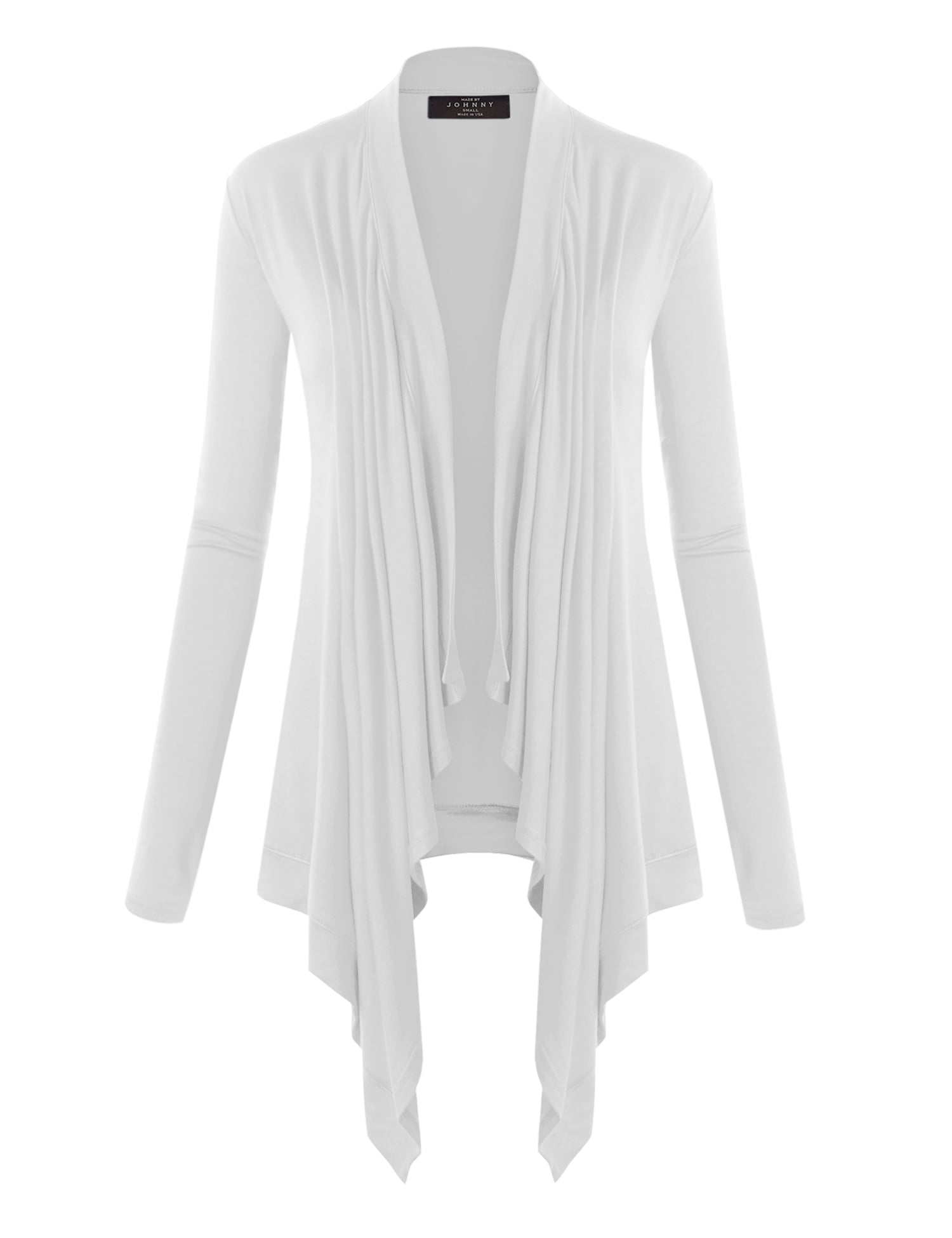 WSK849 Women's Open Front Cardigan - Lightweight Long Sleeve Knit (Size XL, White) - View #4