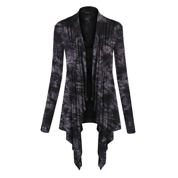 Made by Johnny Women's Off-Duty Open Front Tie Dye Cardigan M BLACK