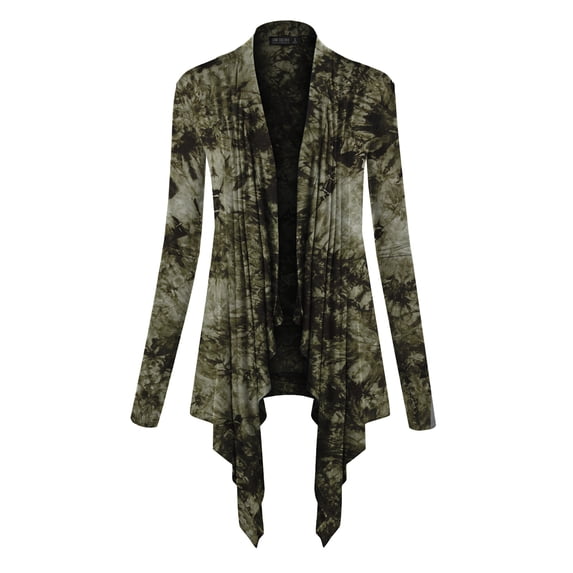 Made by Johnny Women's Off-Duty Open Front Tie Dye Cardigan XL OLIVE