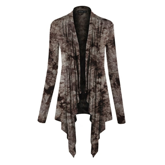 Made by Johnny Women's Off-Duty Open Front Tie Dye Cardigan XXL BROWN