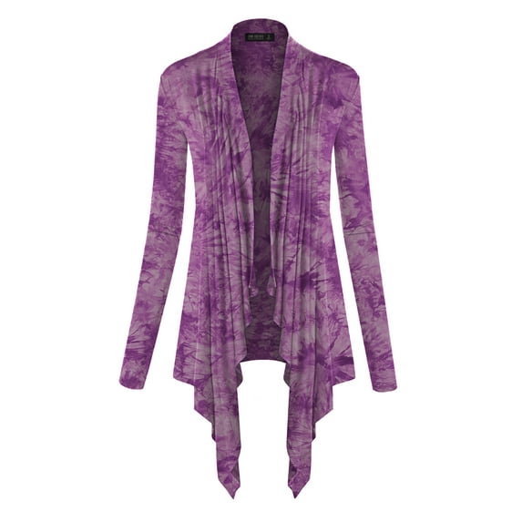 Made by Johnny Women's Off-Duty Open Front Tie Dye Cardigan XXXL PURPLE