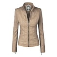 thumbnail image 1 of Made by Johnny Women's Panelled Faux Leather Moto Jacket M KHAKI, 1 of 6