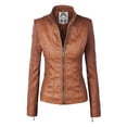 thumbnail image 1 of Made by Johnny Women's Panelled Faux Leather Moto Jacket S CAMEL, 1 of 6