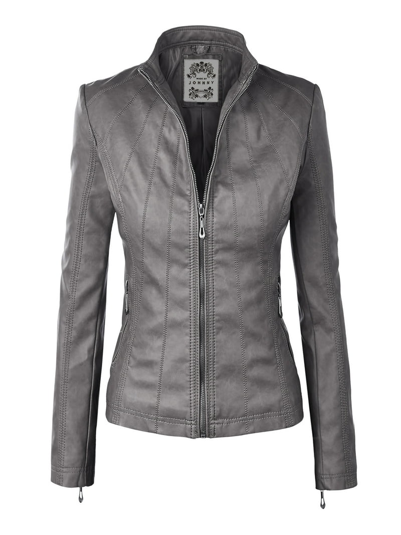 Made by Johnny Women's Panelled Faux Leather Moto Jacket S