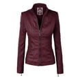 thumbnail image 1 of Made by Johnny Women's Panelled Faux Leather Moto Jacket XS WINE, 1 of 6