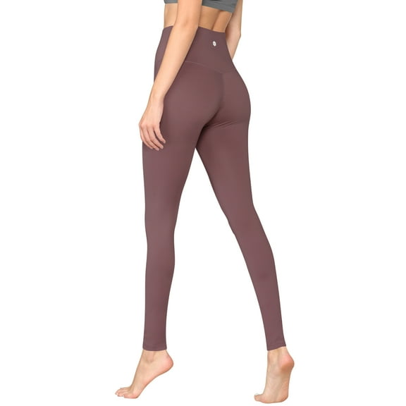 Made by Johnny Women's Peached Front Seamless Leggings with Inner Pocket Full-Length Yoga Pants L DUSTY_RED