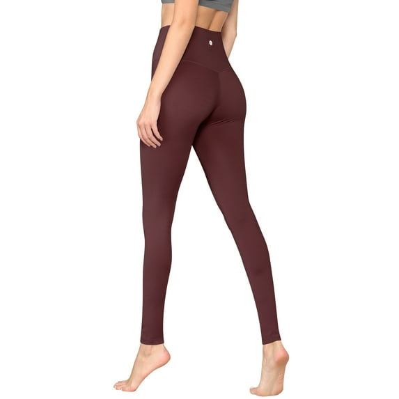 Made by Johnny Women's Peached Front Seamless Leggings with Inner Pocket Full-Length Yoga Pants L WINE