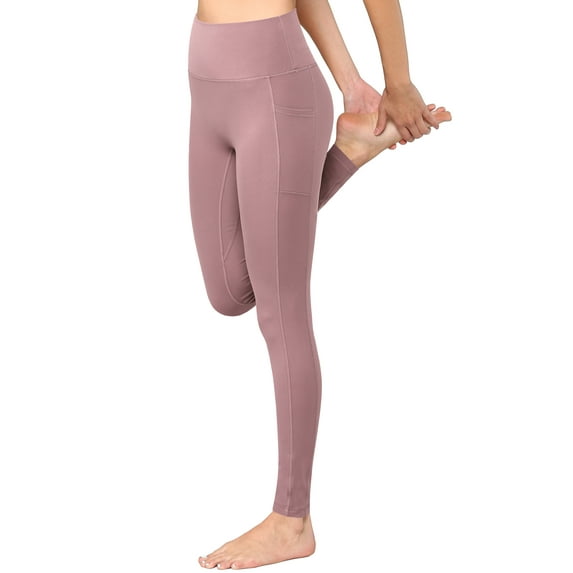 Made by Johnny Women's Peached Front Seamless Leggings with Side Pocket Full-Length Yoga Pants XL ROSE_PINK