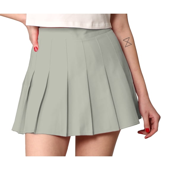 Made by Johnny Women's Plaid High Waist School Uniform Pleated Skater Tennis Skirt M GREY