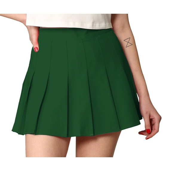 Made by Johnny Women's Plaid High Waist School Uniform Pleated Skater Tennis Skirt XL GREEN