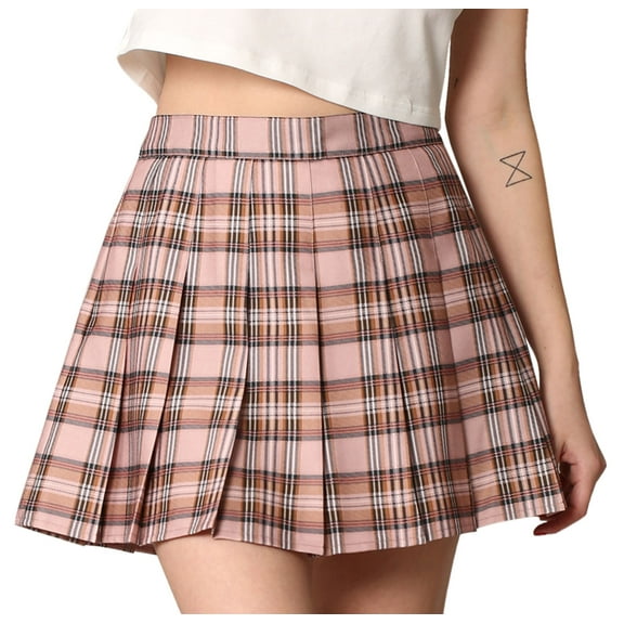 Made by Johnny Women's Plaid High Waist School Uniform Pleated Skater Tennis Skirt XXL MAUVE_PLAID