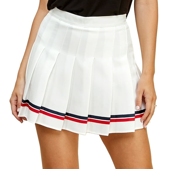 Made by Johnny Women's Plaid High Waist School Uniform Pleated Skater Tennis Skirt XXL NAVY_RED