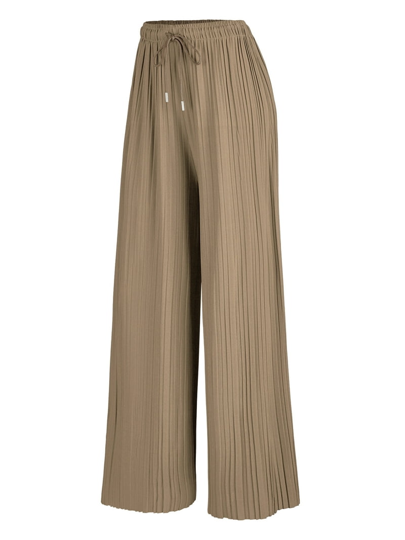 Made by Johnny Women's Pleated Wide Leg Palazzo Pants with