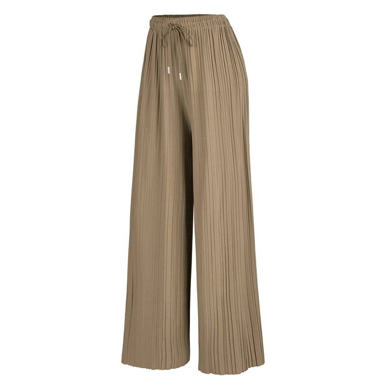 Made by Johnny Women's Pleated Wide Leg Palazzo Pants with