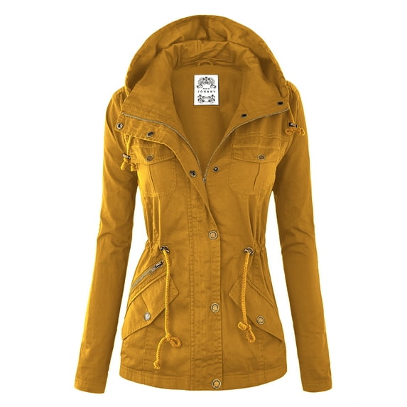 Made by Johnny Women's Pop of Color Anorak Parka Jacket M MUSTARD