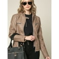 thumbnail image 1 of Made by Johnny Women's Removable Hoodie Motorcyle Jacket L KHAKI, 1 of 6