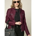thumbnail image 1 of Made by Johnny Women's Removable Hoodie Motorcyle Jacket XL WINE, 1 of 6