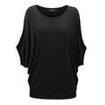 thumbnail image 1 of Made by Johnny Women's Scoop Neck Half Sleeve Batwing Dolman Top M BLACK, 1 of 6