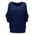 thumbnail image 1 of Made by Johnny Women's Scoop Neck Half Sleeve Batwing Dolman Top S NAVY, 1 of 6