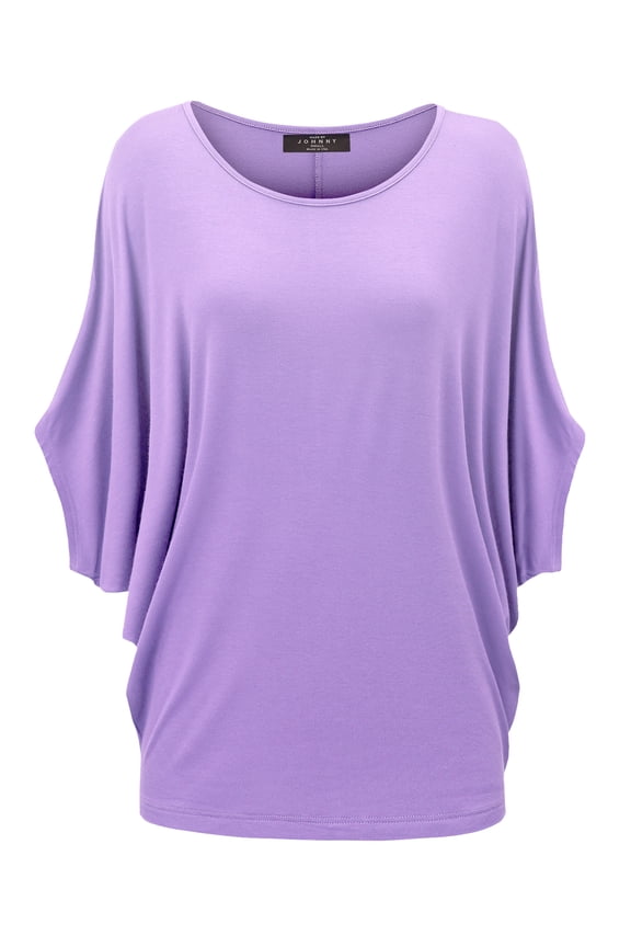 Women's Scoop Neck Half Sleeve Batwing Dolman Top XL LILAC