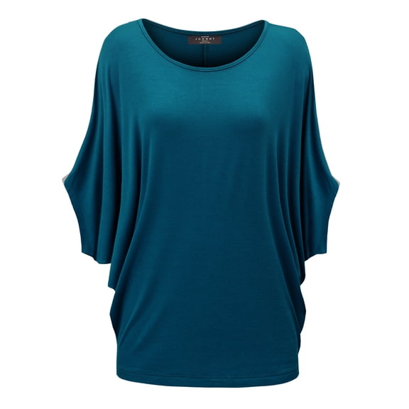 Made by Johnny Women's Scoop Neck Half Sleeve Batwing Dolman Top XL TEAL