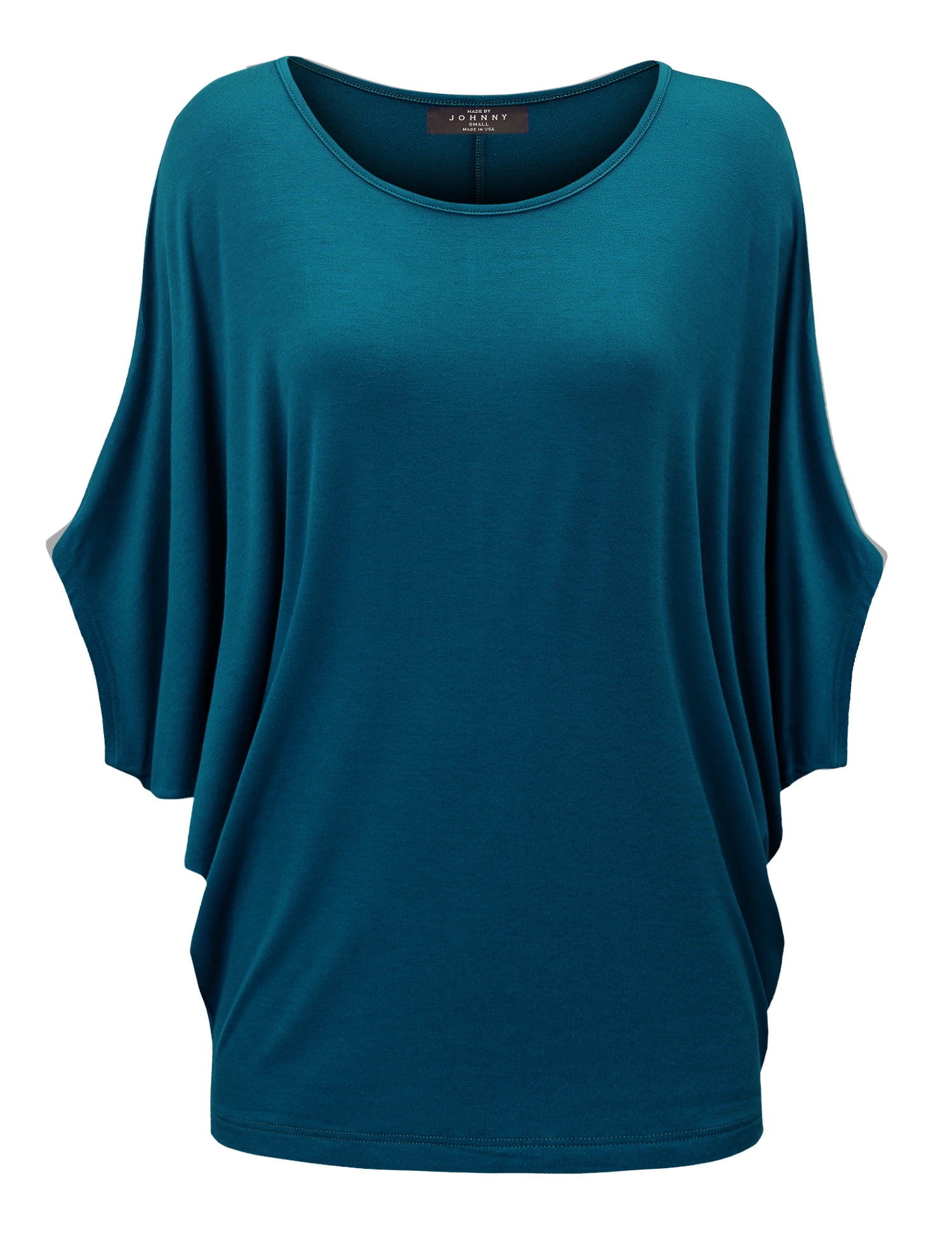 WT826 Women's Batwing Long Sleeve Top – Lightweight, Stretch, Dolman Style, Teal - View #3