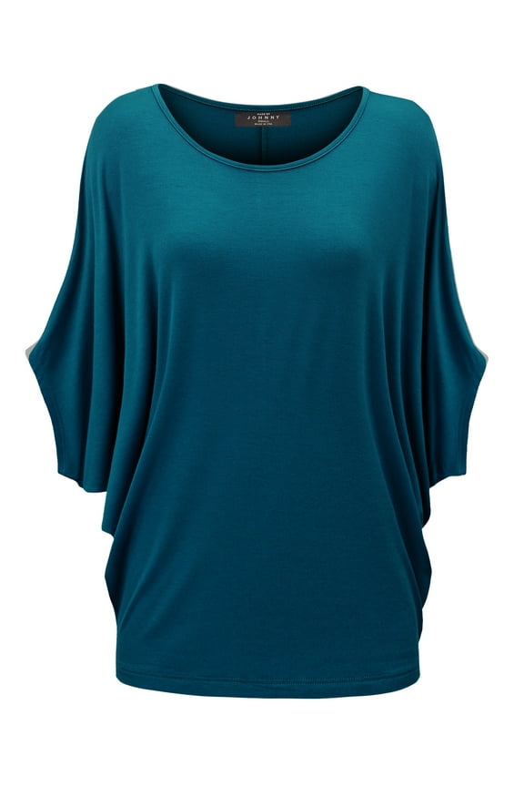 Women's Scoop Neck Half Sleeve Batwing Dolman Top XXL TEAL